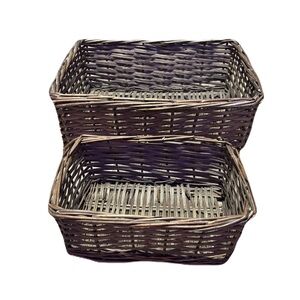 Brown Wicker Storage Baskets Set